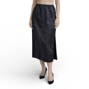 Vtg Wondermaid Black Lingerie Half Slip | Nylon Lace Trimmed Midi | MADE IN USA!